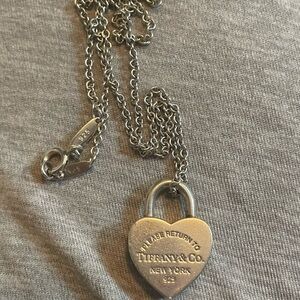 Authentic Tiffany & Co. Silver Heart Lock Necklace - Silver